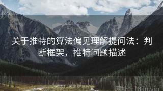 关于推特的算法偏见理解提问法：判断框架，推特问题描述