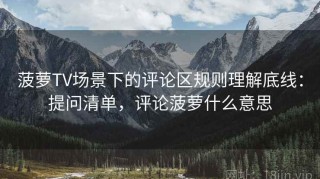 菠萝TV场景下的评论区规则理解底线：提问清单，评论菠萝什么意思