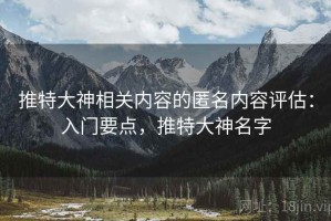 推特大神相关内容的匿名内容评估：入门要点，推特大神名字
