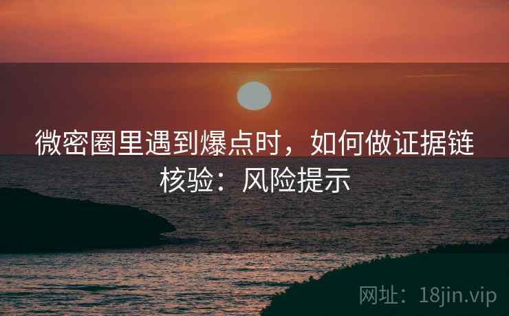 微密圈里遇到爆点时，如何做证据链核验：风险提示